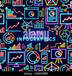 Daten-Infografik Neonrahmen Stock Vektor