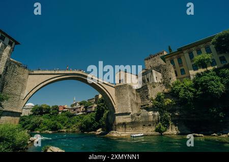 Historische Mostar Bridge, auch bekannt als Stari Most oder Old Bridge in Mostar, Bosnien und Herzegowina. Hochwertige Fotos Stockfoto