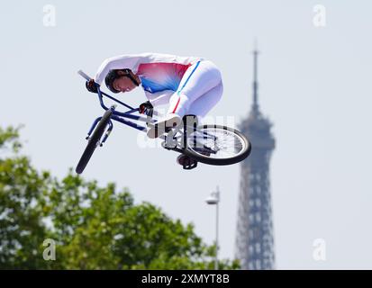 Frankreichs Laury Perez während der Qualifikation für den Damenpark in La Concord am vierten Tag der Olympischen Spiele 2024 in Frankreich. Bilddatum: Dienstag, 30. Juli 2024. Stockfoto