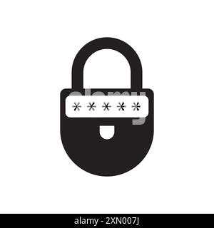 Symbol für Kennwortsperre. Schwarze Silhouette mit Sternchen. Einfaches Sicherheitssymbol. Vektorabbildung. Stock Vektor