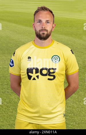 Groningen, Niederlande. Juli 2024. GRONINGEN, 17-07-2024, Stadion Euroborg, Football, Dutch Eredivisie, Saison 2024/2025, ESPN Photocall FC Groningen, Hidde Jurjus Credit: Pro Shots/Alamy Live News Stockfoto