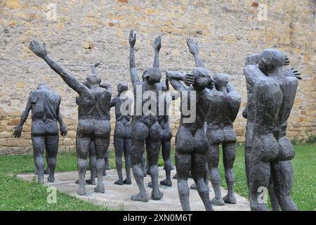 Sighet Memorial, und die Geschichte des Kommunismus Rumäniens, in einem ehemaligen Gefängnis, wo Rumäniens Eliten gefoltert und vernichtet wurden, „Konvoi der Märtyrer“. Stockfoto