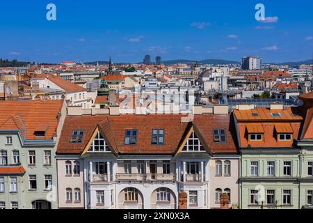 Brünn, Tschechische Republik. Juni 2024. Aus der Vogelperspektive der Stadt Brünn Stockfoto