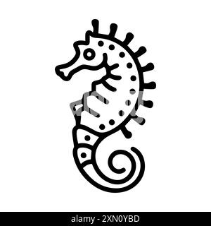 Seepferdchen-Symbol oder modernes Liniensymbol. Vektorgrafik und Ikonendesign mit auffälligen Konturen. Schwarz-weiß Pixel Perfect minimalistisches Symbol isoliert weiß Stock Vektor