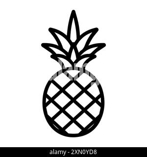 Ananassymbol oder modernes Liniensymbol. Vektorgrafik und Ikonendesign mit auffälligen Konturen. Schwarz-weiß Pixel Perfect minimalistisches Symbol isoliert wh Stock Vektor