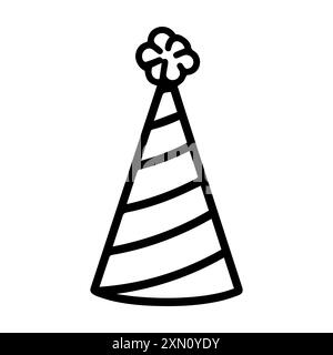 Partyhut-Symbol oder modernes Liniensymbol. Vektorgrafik und Ikonendesign mit auffälligen Konturen. Schwarz-weiß Pixel Perfect minimalistisches Symbol isoliert wh Stock Vektor