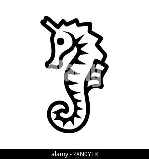 Seepferdchen-Symbol oder modernes Liniensymbol. Vektorgrafik und Ikonendesign mit auffälligen Konturen. Schwarz-weiß Pixel Perfect minimalistisches Symbol isoliert weiß Stock Vektor