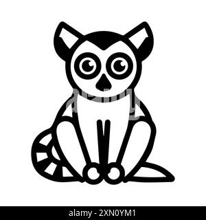 Lemur-Symbol oder modernes Liniensymbol. Vektorgrafik und Ikonendesign mit auffälligen Konturen. Schwarz-weiß Pixel Perfect minimalistisches Symbol isoliert weiß Stock Vektor
