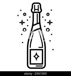 Champagner-Symbol oder modernes Liniensymbol. Vektorgrafik und Ikonendesign mit auffälligen Konturen. Schwarz-weiß Pixel Perfect minimalistisches Symbol isoliert wh Stock Vektor