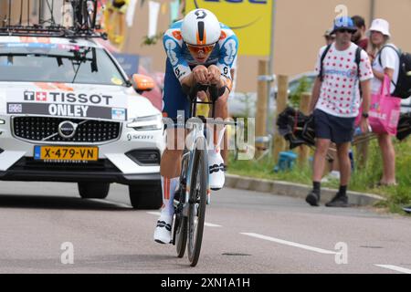 ONLEY Oscar Team dsm-firmenich PostNL während der Tour de France 2024, Stage 7, Einzelzeitfahren, Nuits-Saint-Georges - Gevrey-Chambertin (25,3 km) am 5. Juli 2024 in Gevrey-Chambertin, Frankreich - Foto Laurent Lairys / DPPI Stockfoto