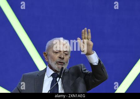 DF - BRASILIA - 07/30/2024 - BRASILIA, ERÖFFNUNGSZEREMONIE der 5. NATIONALEN KONFERENZ FÜR WISSENSCHAFT, TECHNOLOGIE UND INNOVATION des Präsidenten Brasiliens, Luiz Inacio Lula da Silva, während der nationalen Technologiekonferenz in Brasilia, Brasilien, am 30. Juli 2024. Foto: Mateus Bonomi/AGIF Stockfoto