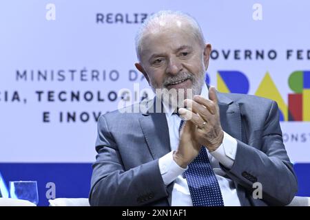 DF - BRASILIA - 07/30/2024 - BRASILIA, ERÖFFNUNGSZEREMONIE der 5. NATIONALEN KONFERENZ FÜR WISSENSCHAFT, TECHNOLOGIE UND INNOVATION durch den Präsidenten Brasiliens, Luiz Inacio Lula da Silva, während der nationalen Technologiekonferenz in Brasilia, Brasilien, am 30. Juli 2024. Foto: Mateus Bonomi/AGIF Stockfoto