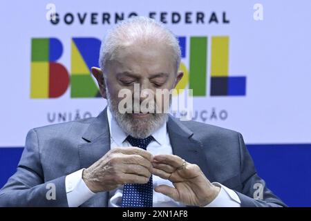 DF - BRASILIA - 07/30/2024 - BRASILIA, ERÖFFNUNGSZEREMONIE der 5. NATIONALEN KONFERENZ FÜR WISSENSCHAFT, TECHNOLOGIE UND INNOVATION des Präsidenten Brasiliens, Luiz Inacio Lula da Silva, während der nationalen Technologiekonferenz in Brasilia, Brasilien, am 30. Juli 2024. Foto: Mateus Bonomi/AGIF Stockfoto