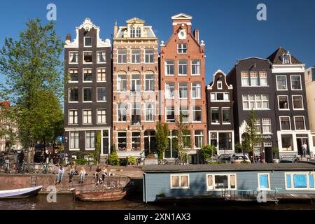 Giebelhäuser auf der Herrengracht in Amsterdam in den Niederlanden in Europa Stockfoto