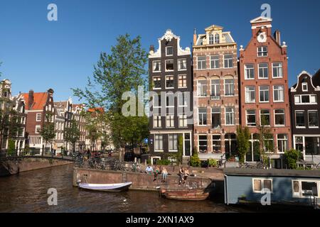 Giebelhäuser auf der Herrengracht in Amsterdam in den Niederlanden in Europa Stockfoto