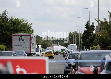 Schauplatz der Morde in Southport im Juli 2024 Stockfoto