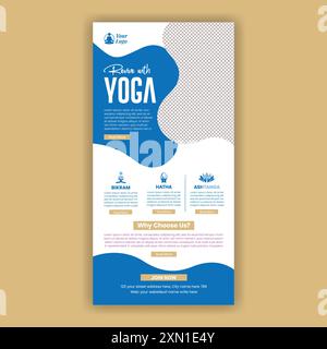 Yoga und Meditation E-Mail Newsletter editierbare Vorlage für Fitness oder Wellness Blog Seite Layout, geeignet für Yoga Website UI Interface oder Website Hea Stock Vektor