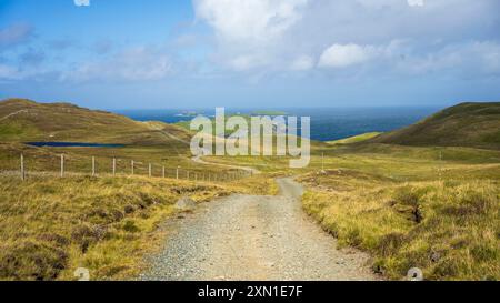Fethaland ist eine verlassene Siedlung am äußersten nördlichen Ende des Festlands in Shetland. Es war der Standort der größten Fischereistation in Shetland Stockfoto