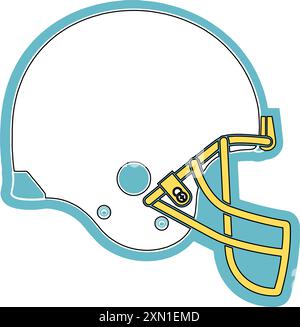 Weiß, hellblau, Gelb und Schwarz Fußballspielerhelm, Sport-Vektor-Grafiken, Hockey, für Websites, Grüße, Banner, Karten, T-Shirt, Stock Vektor