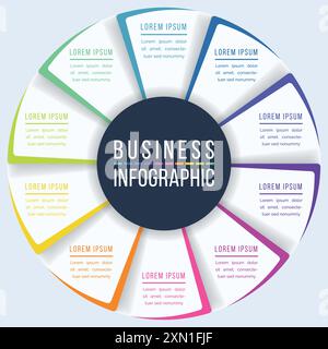 Infografik-Design 10 Schritte, Objekte, Elemente oder Optionen Infografik-Geschäftsvorlage Stock Vektor