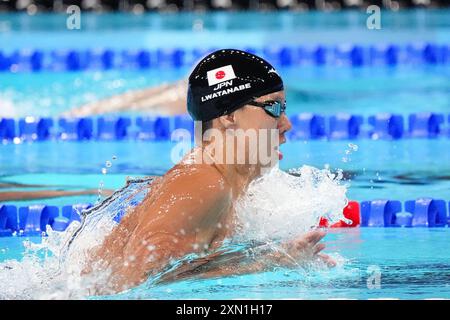Paris, Frankreich. 30. Juli 2024. Ippei Watanabe aus Japan tritt am Dienstag, den 30. Juli 2024, im Halbfinale der 200-Meter-Brustmuskeln der Männer bei den Olympischen Spielen 2024 in Paris an. Foto: Richard Ellis/UPI Credit: UPI/Alamy Live News Stockfoto