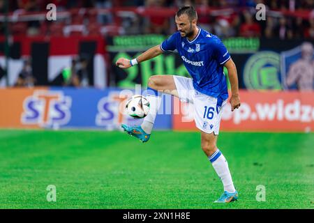 Antonio Milic aus Lech wurde während des Polnischen PKO Ekstraklasa League-Spiels zwischen Widzew Lodz und Lech Poznan im Widzew Lodz Municipal Stadium gesehen. Endergebnis: Widzew Lodz 2:1 Lech Poznan. Stockfoto