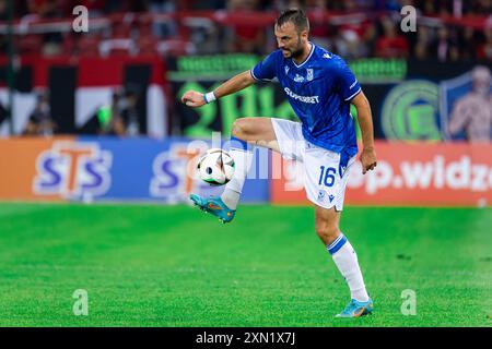 Antonio Milic aus Lech wurde während des Polnischen PKO Ekstraklasa League-Spiels zwischen Widzew Lodz und Lech Poznan im Widzew Lodz Municipal Stadium gesehen. Endergebnis: Widzew Lodz 2:1 Lech Poznan. (Foto: Mikolaj Barbanell / SOPA Images/SIPA USA) Stockfoto