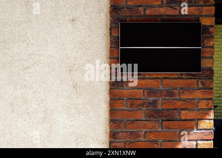 Modell der Informationsanschrift für Firmennamen und -Adresse, Kopierraum inklusive Stockfoto