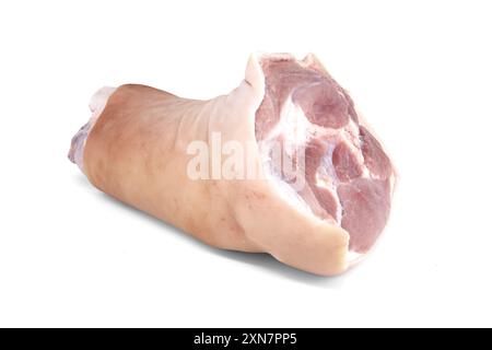 Frischer roher Schweineschaft isoliert auf weißem Hintergrund Stockfoto