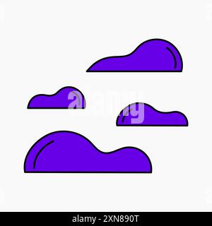 Set aus Wolken in flacher Form. Wolkensymbol. Stücklistensymbol umreißen. Vektor-Cartoon-Clipart. Stock Vektor