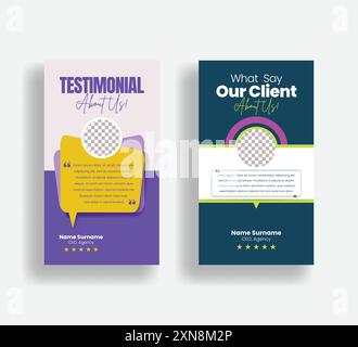 Vertikale Vorlage für Kundenrezensionen oder Feedback in sozialen Medien für das Design von Testimonials, Infografik, Zitate, Blog-Vorlagen Stock Vektor
