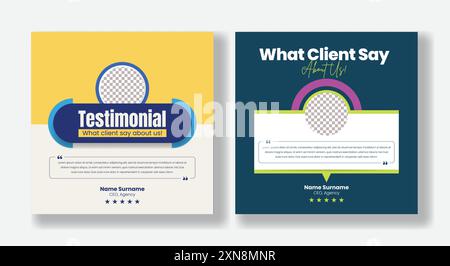 Kundenfeedback Erfahrungsberichte in sozialen Medien, Banner, Werbevorlagen, Kundenfeedback-Bewertungen oder Webbanner-Vorlagen Stock Vektor