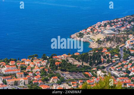 Blick auf Dubrovnik von der Spitze des Moutain SRD in Kroatien Stockfoto