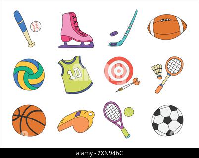 Sport Doodle Set Stock Vektor
