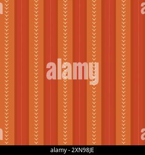 Nahtloses Muster mit vertikalen Streifen in satten Rot- und Orangetönen. Stock Vektor