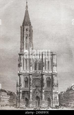 Kathedrale von Straßburg, Straßburg, Elsass, Frankreich, hier im Jahr 1870 gesehen. Aus Cassells Illustrated History of England, veröffentlicht um 1880. Stockfoto