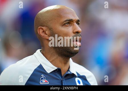 Marseille, Frankreich. 30. Juli 2024. Trainer Thierry Henry (Frankreich), Fußball, Gruppe A der Männer zwischen Neuseeland und Frankreich während der Olympischen Spiele Paris 2024 am 30. Juli 2024 im Velodrome Stadium in Marseille, Frankreich - Foto Norbert Scanella/Panorama/DPPI Media Credit: DPPI Media/Alamy Live News Stockfoto