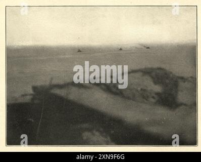 Geschichte des Amerikanischen Bürgerkriegs, Gewerkschaftsmonitor, die auf Fort Moultrie feuern, Vintage-Foto Stockfoto