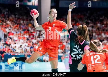 Lois Abbingh aus den Niederlanden, Handball, Women&#39;s Vorrunde Gruppe B zwischen den Niederlanden und Spanien während der Olympischen Spiele Paris 2024 am 30. Juli 2024 in der South Paris Arena in Paris, Frankreich Stockfoto