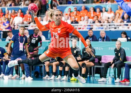 Estavana Polman of the Netherlands, Handball, Women&#39;s Vorrunde Gruppe B zwischen den Niederlanden und Spanien während der Olympischen Spiele Paris 2024 am 30. Juli 2024 in der South Paris Arena in Paris, Frankreich Stockfoto