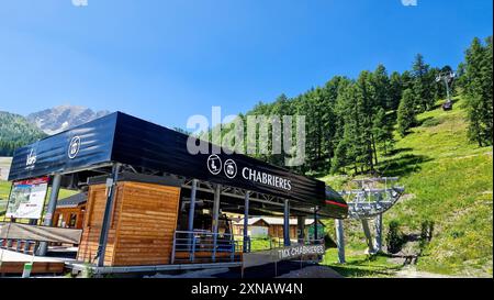 Gondelbahn Chabrieres, VARs les Claux, Hautes-Alpes, Südfrankreich Stockfoto