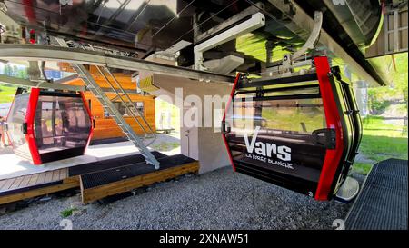 Gondelbahn Chabrières, VARs les Claux, Hautes-Alpes, Südfrankreich Stockfoto