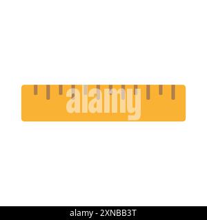 Gelbes Lineal. Einfaches Messwerkzeug. Flache Vektorkonstruktion. Stock Vektor