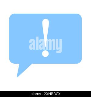 Symbol für Warnmeldung. Blaue Sprechblase. Ausrufezeichen. Vektorabbildung. Stock Vektor
