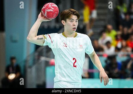 YASUHIRA Kosuke von Japan während des Handballspiels zwischen Spanien und Japan, Olympischen Spielen Paris 2024 am 31. Juli 2024 in der South Paris Arena 6 in Paris, Frankreich Stockfoto