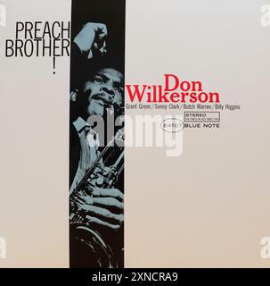 Plattencover aus Vintage-Vinyl. Don Wilkerson-Preach Brother, Blue Note Re-Release 1962 Stockfoto