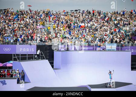 Paris, Frankreich. 31. Juli 2024. Anthony Jeanjean (FRA) Paris Olympische Spiele 2024 Radfahren BMX Freestyle Olympische Spiele 31.07.2024 Credit: Moritz Muller/Alamy Live News Stockfoto