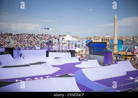 Paris, Frankreich. 31. Juli 2024. Kieran Darren David Reilly (GBR) Place de la Concorde Paris 2024 Olympische Spiele Radfahren BMX Freestyle Olympische Spiele 31.07.2024 Credit: Moritz Muller/Alamy Live News Stockfoto