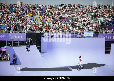 Paris, Frankreich. 31. Juli 2024. Anthony Jeanjean (FRA) Paris Olympische Spiele 2024 Radfahren BMX Freestyle Olympische Spiele 31.07.2024 Credit: Moritz Muller/Alamy Live News Stockfoto