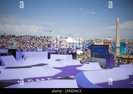 Paris, Frankreich. 31. Juli 2024. Kieran Darren David Reilly (GBR) Place de la Concorde Paris 2024 Olympische Spiele Radfahren BMX Freestyle Olympische Spiele 31.07.2024 Credit: Moritz Muller/Alamy Live News Stockfoto